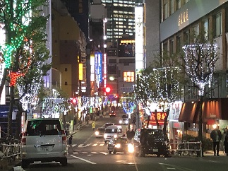 新宿歌舞伎町、区役所通りのイルミネーション　歌舞伎町の風俗営業申請は行政書士渡辺人支事務所へ